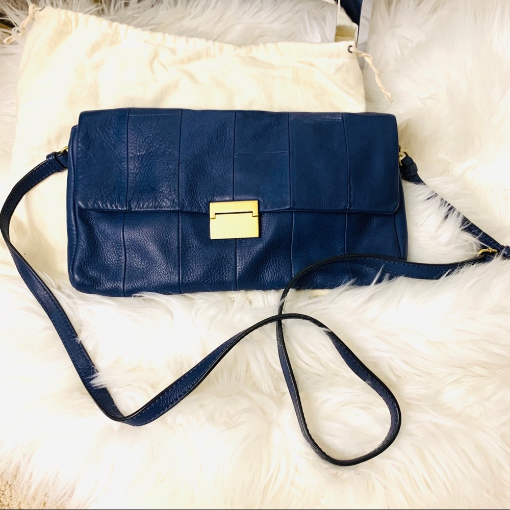J.Crew deep royal blue leather clutch/crossbody - Picture 1 of 13